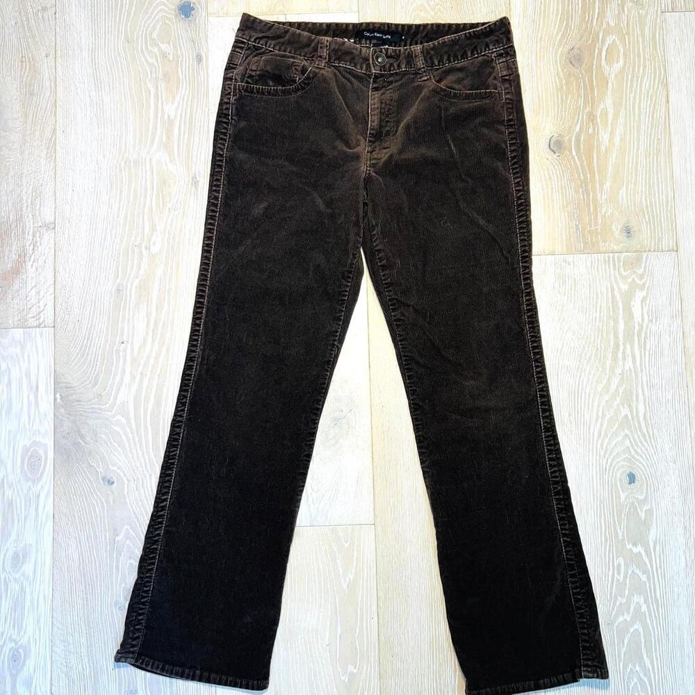 Calvin Klein Jeans Women 12 Brown Corduroy Bootcut Cotton Zip